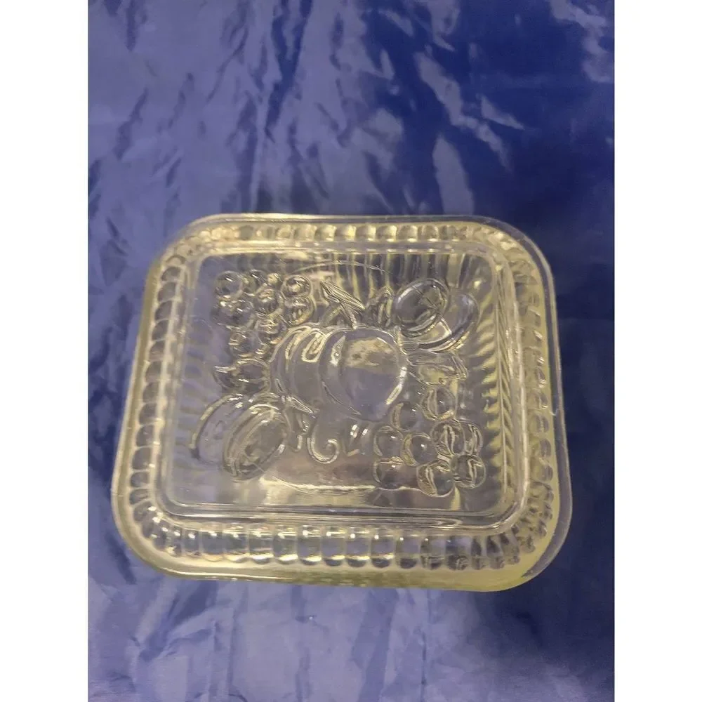 Vintage Federal Refrigerator Dish w/lid Ribbed Clear Depression Glass Fruit